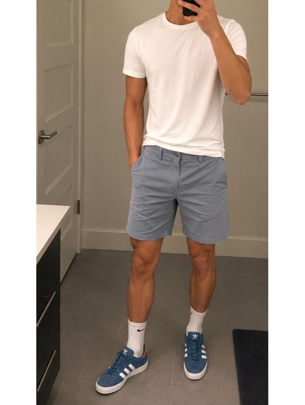 J.Crew Mercantile Flex Chino Shorts Slate Blue Mens Size 33